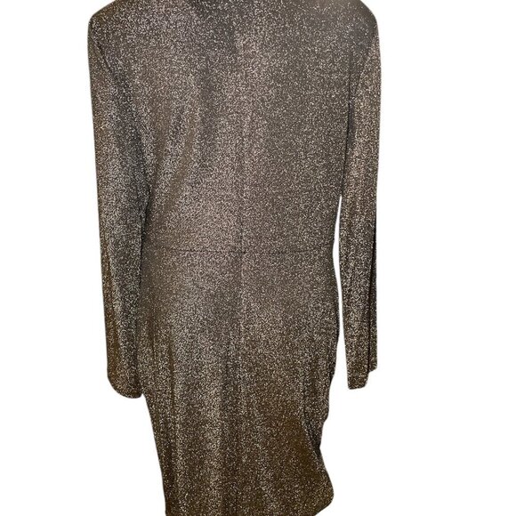 DKNY Metallic Faux-Wrap Sheath Dress sz 12 - Picture 2 of 12